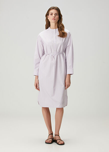 Lilac Striped Midi Shirt Dress