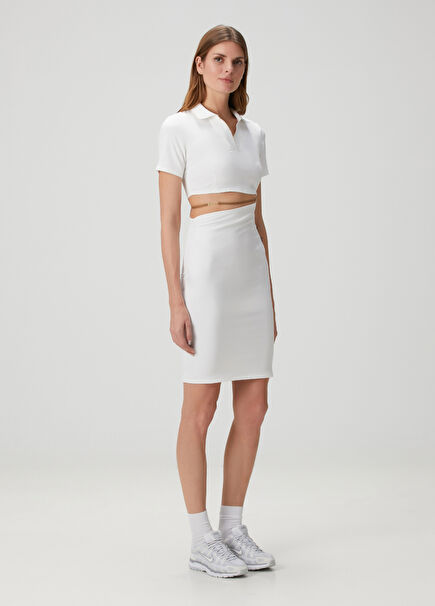x Jacquemus Beyaz Mini Polo Elbise