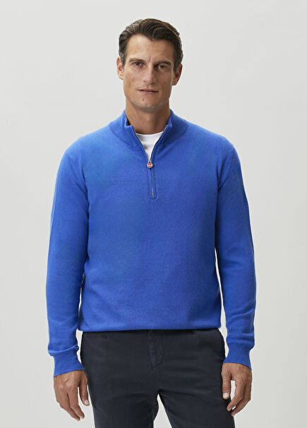Blue Collar Zipper Cashmere Sweater