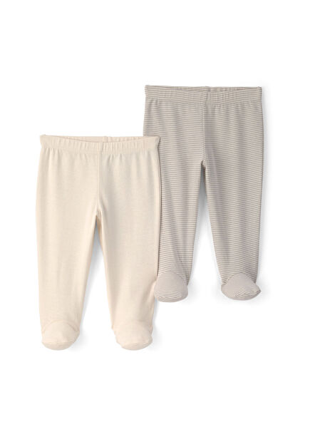 Renkli Pamuklu Unisex Bebek 2'li Patikli Pantolon Seti