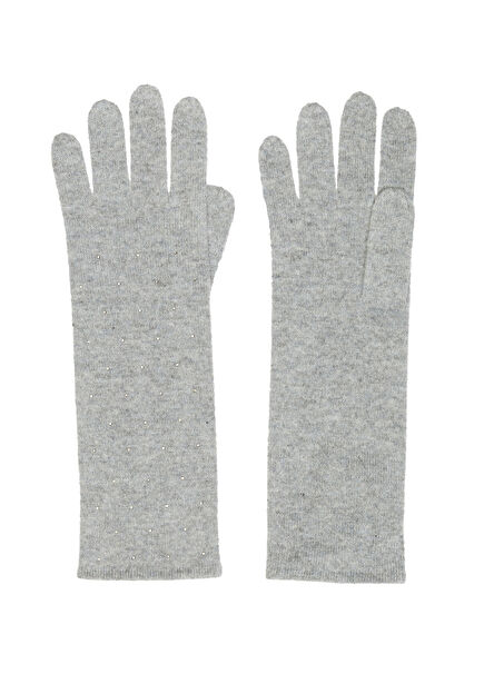 Gri Taş Baskılı Kadın Kaşmir Eldiven