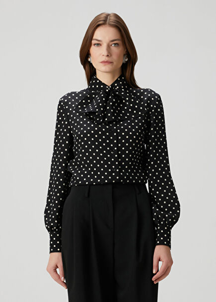 Black Polka Dot Silk Shirt