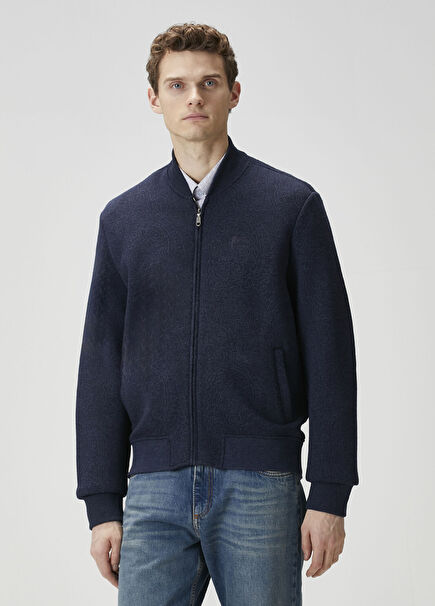 Lacivert Etnik Desenli Ceket