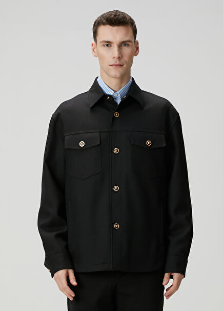 Black Wool Overshirt