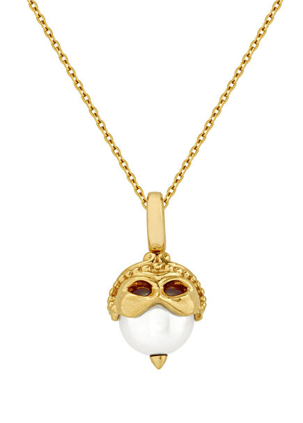 İkizler Formlu İncili Kadın Altın Kolye