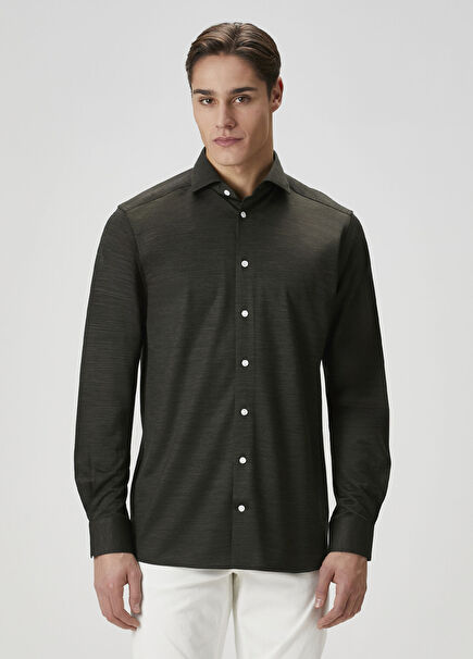 Koyu Yeşil Yün Gömlek