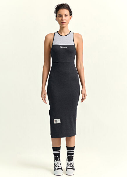 Samu Bodycon Anthracite Women's Midi Dress