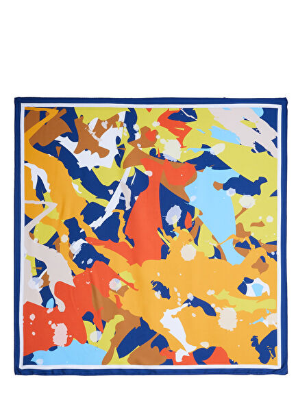 Colorblocked Patterned 90x90 Scarf