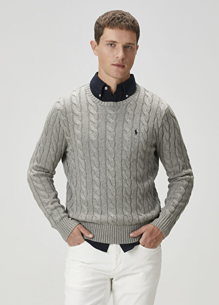 Grey Knit Textured Sweater