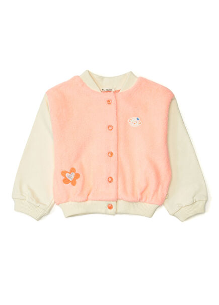 Pembe Beyaz Kız Çocuk Peluş Kardıgan