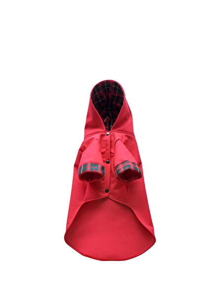 Softshell Waterproof Kırmızı Kapüşonlu Köpek Montu