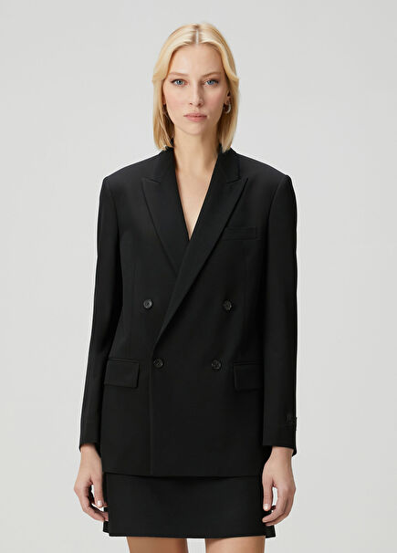 Siyah Kruvaze Blazer