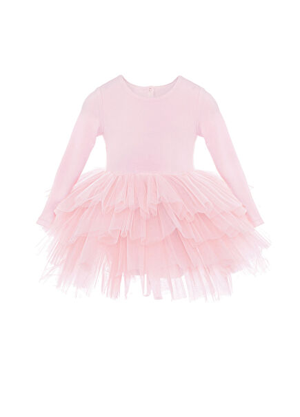 Pembe Kız Çocuk Tütülü Elbise