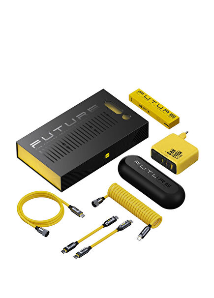 The Future Creative Power 8 in 1, 2,6m 240W PD 3.1 Süper Hızlı Şarj Data Kablosu Youth 140W 3 Portlu Şarj Adaptörü Seti