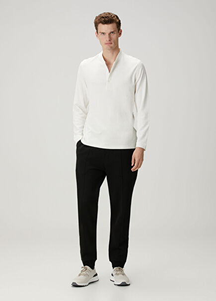 Siyah Beli Kordonlu Eşofman Altı