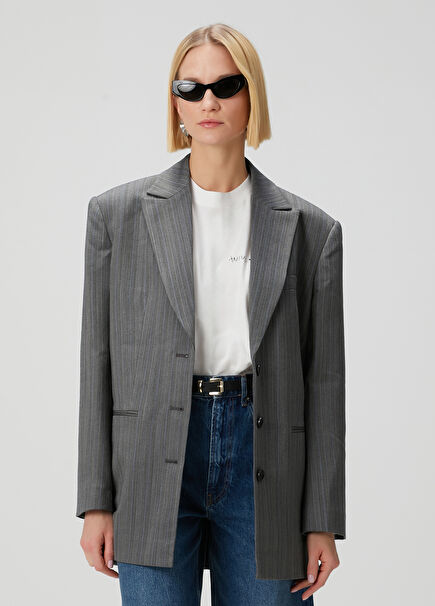 Declan Black White Striped Blazer