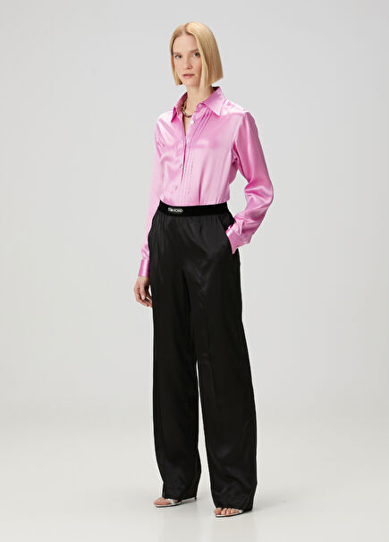 Black Silk Satin Pajama Pants