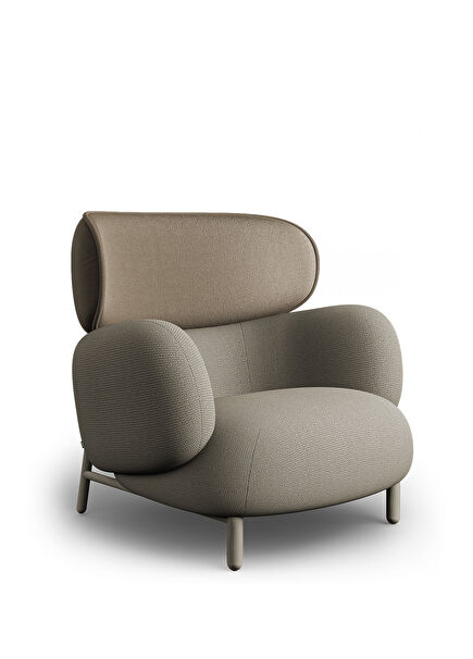 Moby High Grey Armchair with Metal Legs