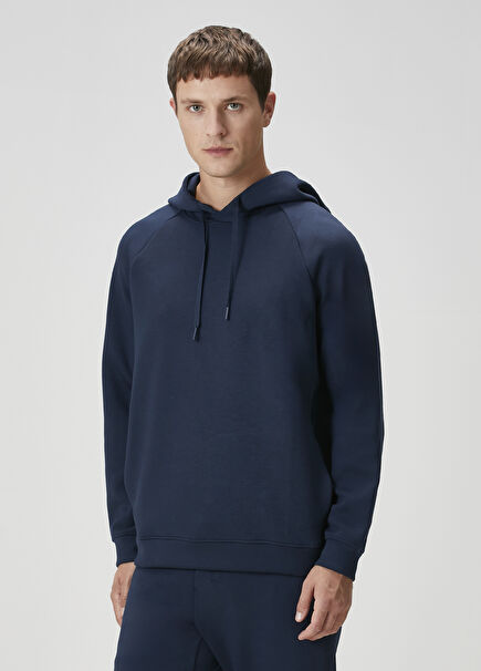 Smooth Spacer Lacivert Kapüşonlu Sweatshirt