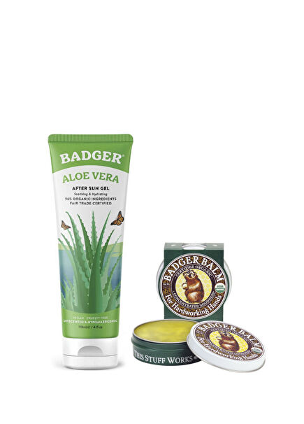 Nemlendirici Aloe Vera Jel 118 ml ve Hardworking Hands Balm El Kremi 21 gr 2'li Set