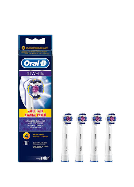3D White 4-Pack Toothbrush Replacement Head EB18