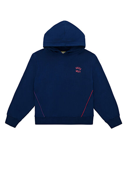 Lacivert Kapüşonlu Kız Çocuk Sweatshirt