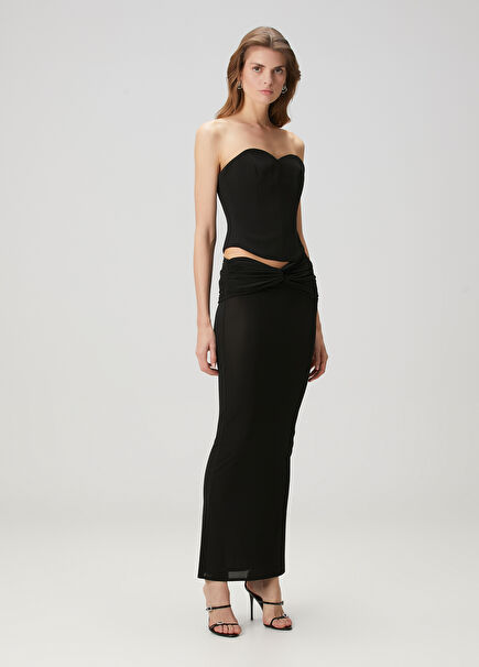 Black Strapless Maxi Evening Dress