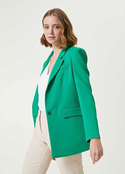 Yeşil Krep Blazer Ceket