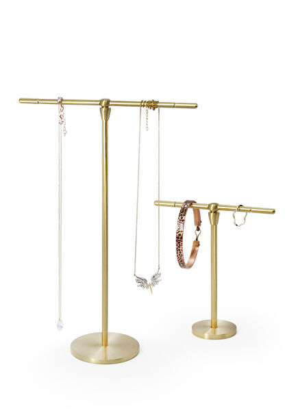 Coho Brazen Handmade Matte Brass Jewelry Hanger Set 24x12 cm
