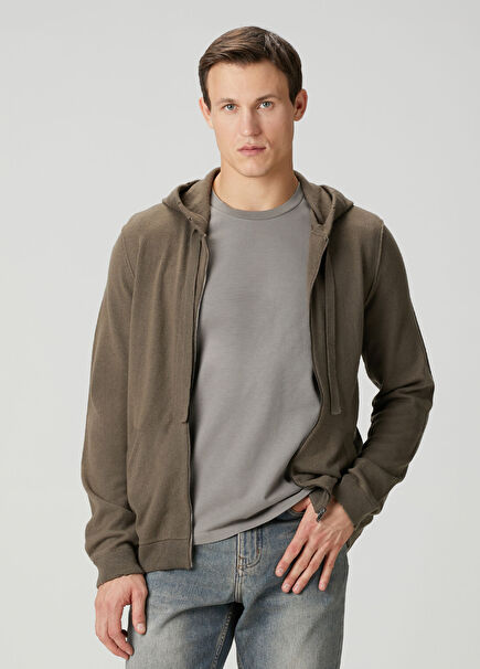 Vizon Kapüşonlu Yün Hırka