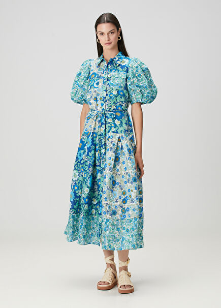 Sacha Blue Floral Midi Dress