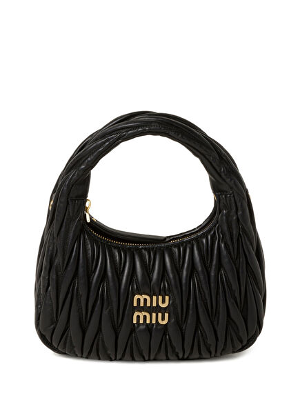 Wander Matelassé Hobo Black Nappa Leather Women's Handbag