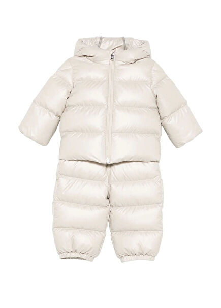 Deidre Beige Quilted Children's Ski Overalls