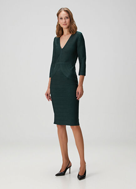 Green Midi Evening Dress