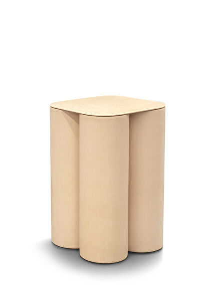 Silos Powder Color Leather Side Table