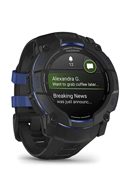 Instinct 3 50 mm Amoled Siyah Mavi Silikon Kayışlı Akıllı Saat