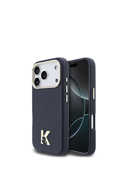 iPhone 17 Pro Gold Camera Frame Magsafe Compatible Navy Blue Phone Case with Khead Logo