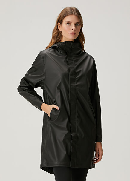 Classic Black Long Raincoat