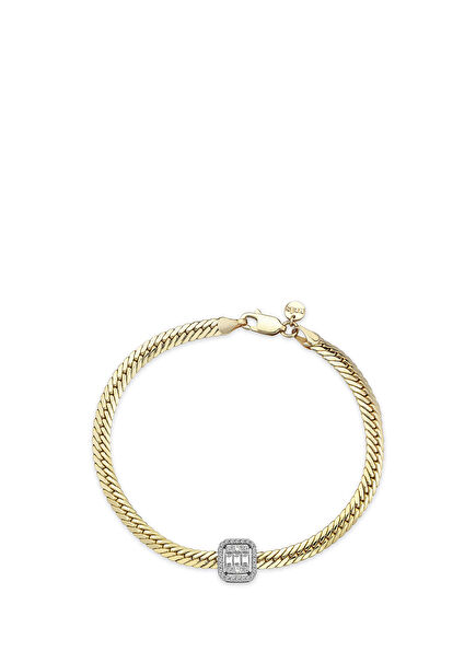 Pars Arte 14 Ayar Sarı Altın Kadın Pırlanta Bileklik