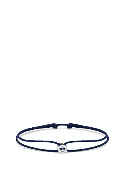 Navy Blue Men's Silver Bracelet