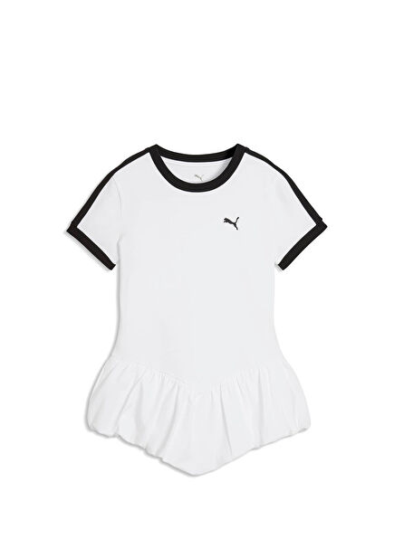 T7 Balloon Beyaz Kısa Kollu Kadın Spor T-Shirt