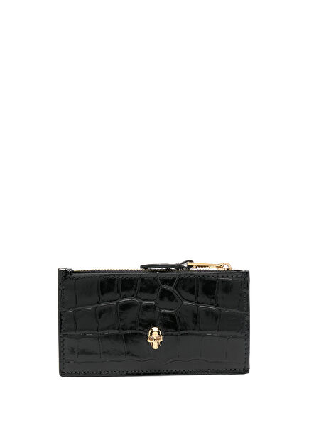 Skull Black Women's Leather Card Holder