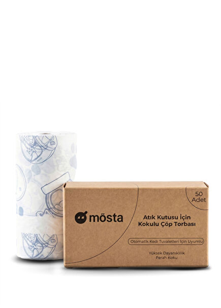 Akıllı Kedi Tuvaletleri ile Uyumlu Kokulu ve Büzgülü Dayanıklı Sızdırmaz 50’li Çöp Torbası 