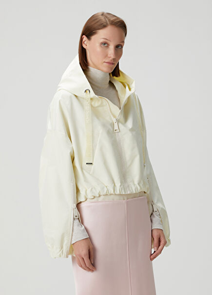 Cream Logo Detail Crop Jacket