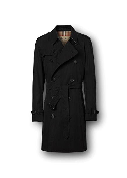 The Mid Length Kensington Heritage Black Cotton Men's Trench Coat