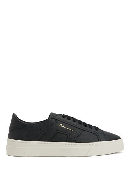 Navy Blue Men's Leather Sneakers