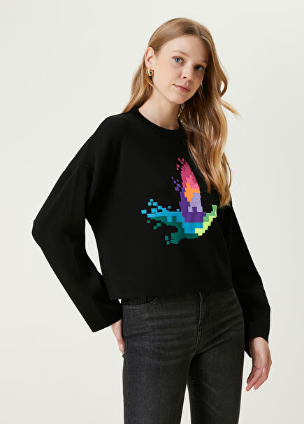 Black Pixel Bird Jacquard Sweater