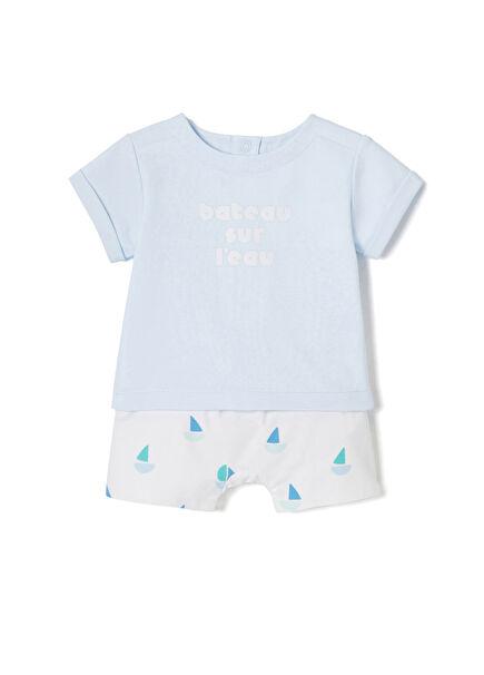 Renkli Şort ve T-Shirrt Erkek Bebek İkili Set