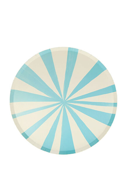 Mavi Çizgili Büyük Boy 8'li Kağıt Parti Tabağı