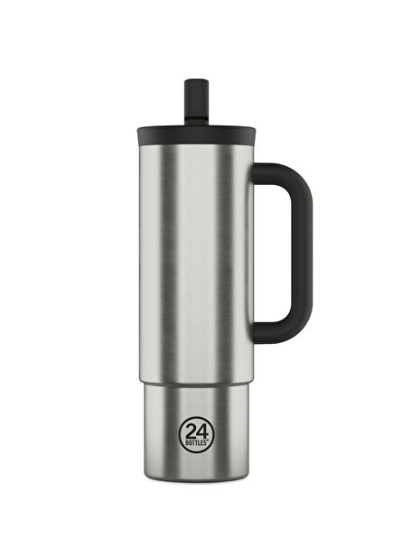 Gri Straw Cup Pipetli Çelik Termos 800 ml